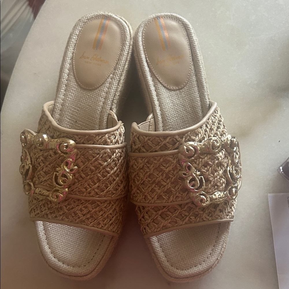 Sam Edelman Gold Woven Slide Sandals